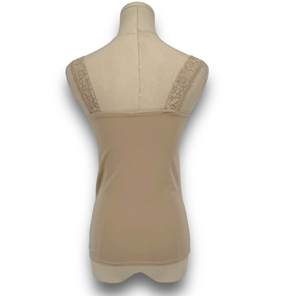 90s Vintage Nude Lace Stretch Camisole Tank Top, Size 12 (Fits like M) Coquette - Picture 2 of 5